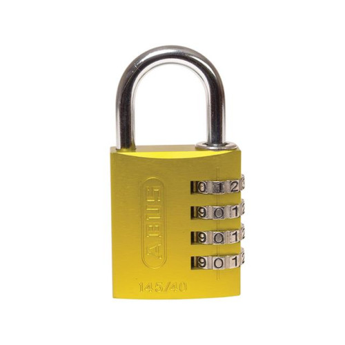 145/40 40mm Aluminium Combination Padlock Yellow 49535