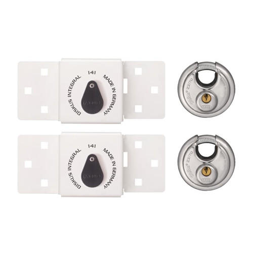 Abus 141/200 Diskus® Integral Van Lock White & 26/70mm Diskus® Padlock Twin Pack