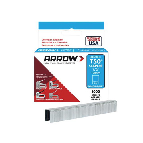 T50 Staples Box 1000 - Stainless Steel 508SS 12mm - 1/2in