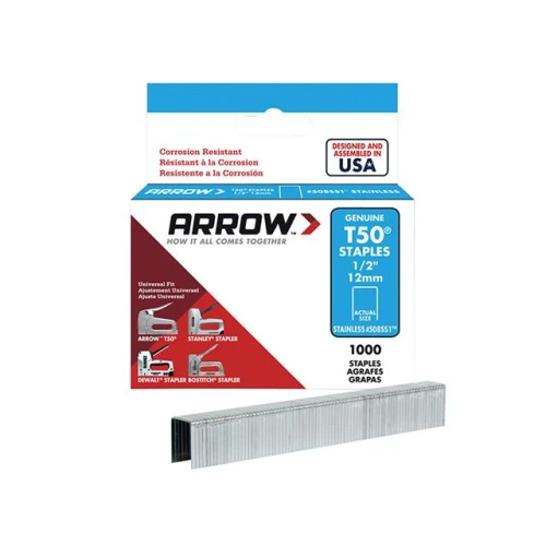 T50 Staples Box 1000 - Stainless Steel 508SS 12mm - 1/2in