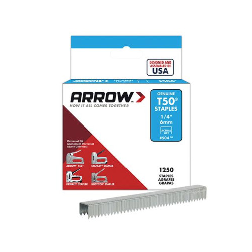 T50 Staples Box 1250 6mm - 1/4 inch