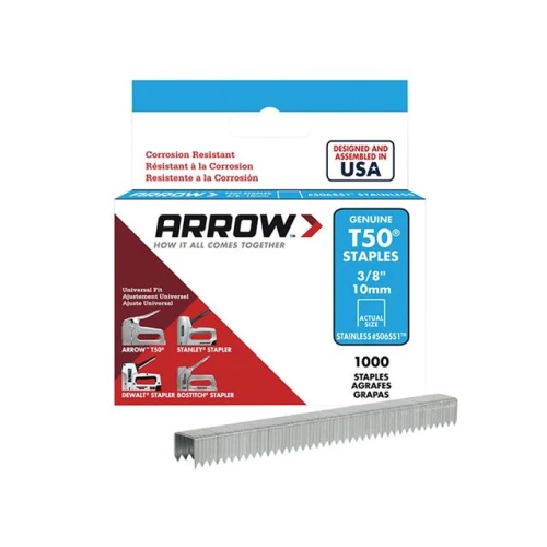 T50 Staples Box 1000 - Stainless Steel 506SS 10mm - 3/8in