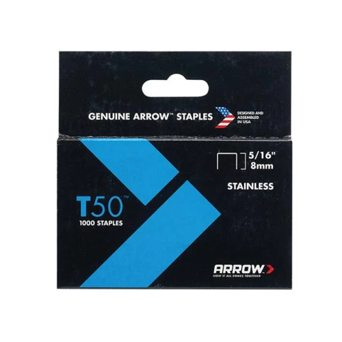 T50 Staples Box 1000 - Stainless Steel 505SS 8mm - 5/16in