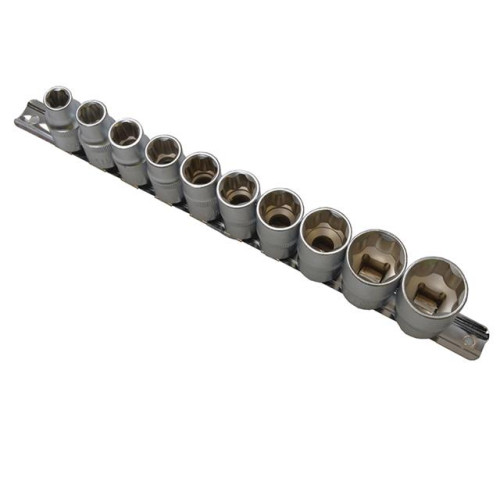 Blue Spot Tools Sockets On Rail 10 Piece 1/2In Drive