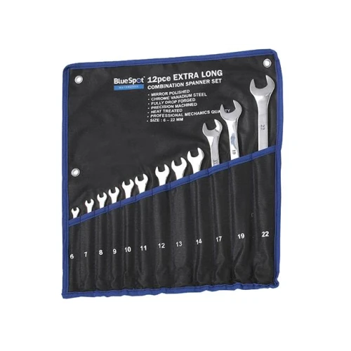 Blue Spot Tools Extra Long Combination Spanner Set Of 12 Metric 6 To 22mm