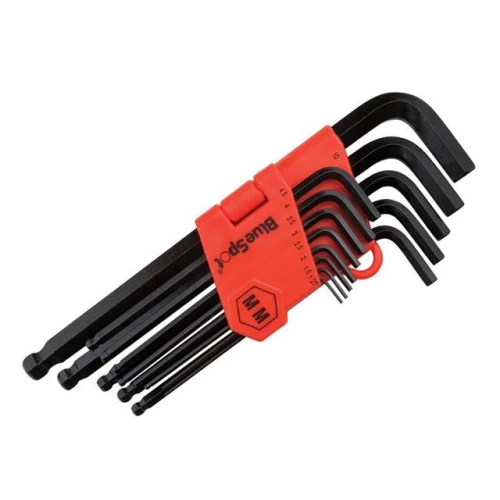 Blue Spot Tools Long Arm Ball End Hexagon Key Set of 13 Metric (1.27-10mm)