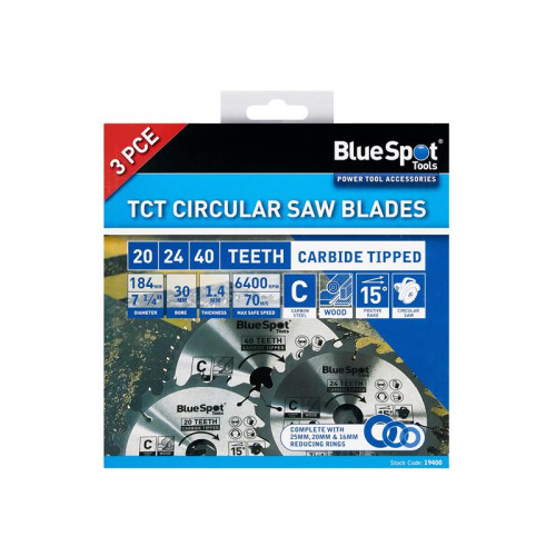 Bluespot 184mm Circular Saw Blade Set, 3 Piece