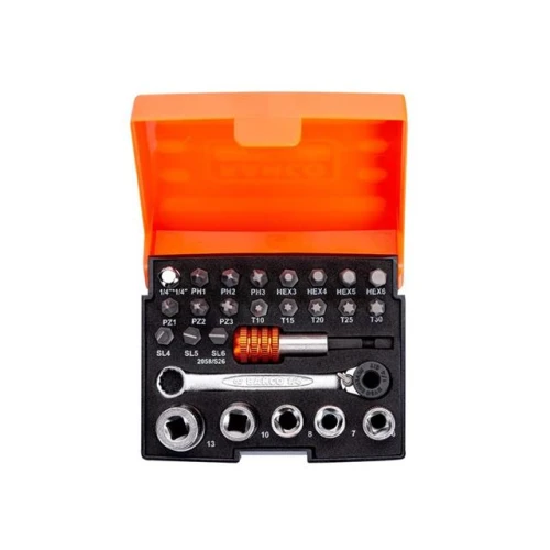 Bahco 2058/S26 Ratchet Socket Bit Set 26 Piece 1/4in Drive