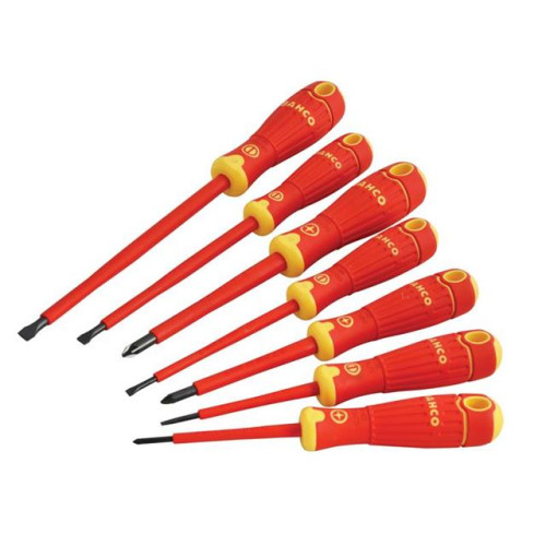 Bahco BAHCOFIT Insulated Screwdriver Set of 7 Slotted / Pozi