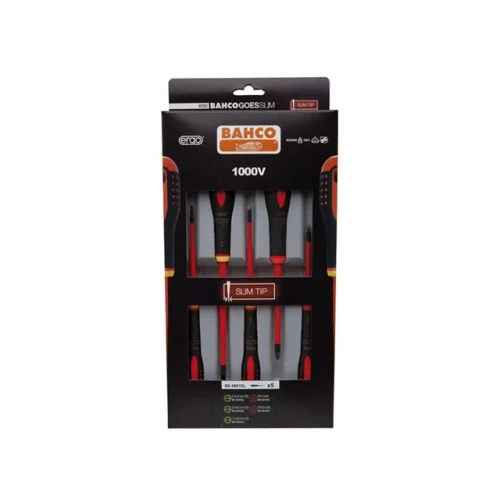 Bahco ERGO&acirc;&cent; Insulated Screwdriver SLIM SL/PH Set, 5 Piece