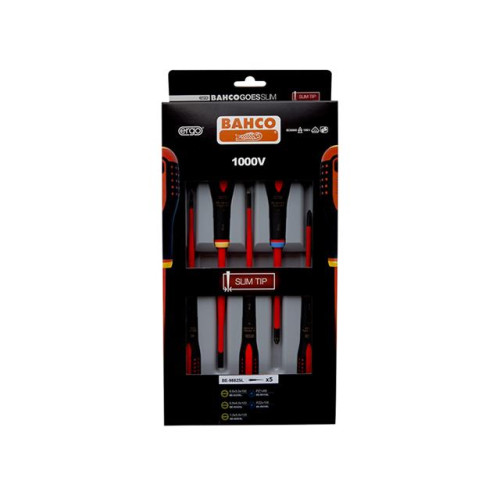Bahco SLIM ERGOâ„¢ Insulated Screwdriver SL/PZ Set 5 Piece