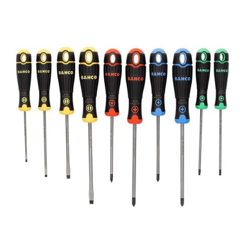 Bahco BahcoFit Coloured Handle Screwdriver Set, 10 Piece