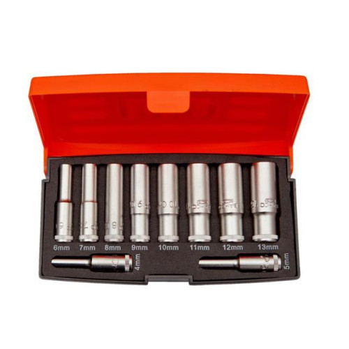 Bahco S0810L 1/4in Drive Deep Socket Set of 10 Metric