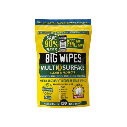 Big Wipes Multi-Surface PRO+ Bio Wipes (Refill Pouch 80 Wipes)