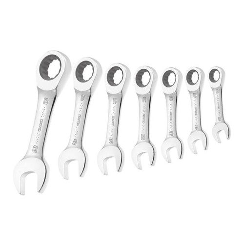 Britool Expert Stubby Ratchet Spanner Set 7 Piece Metric