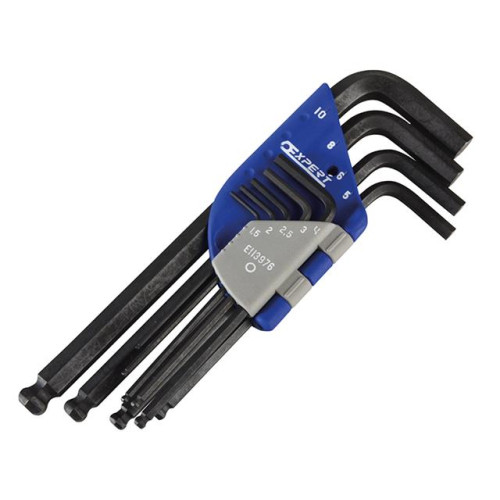 Ball End Hexagon Key Long Arm Set of 9 Metric (1.5-10mm)