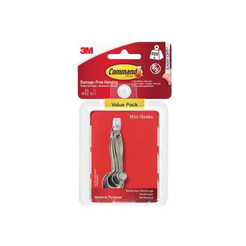 Command White Mini Hooks Value Pack (Pack 18)