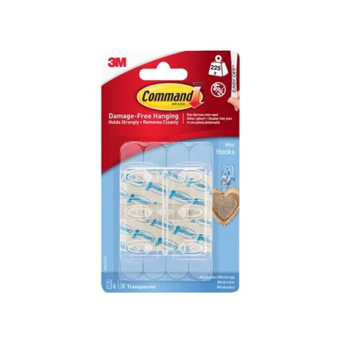 Command 3M Mini Hooks X 6 Clear