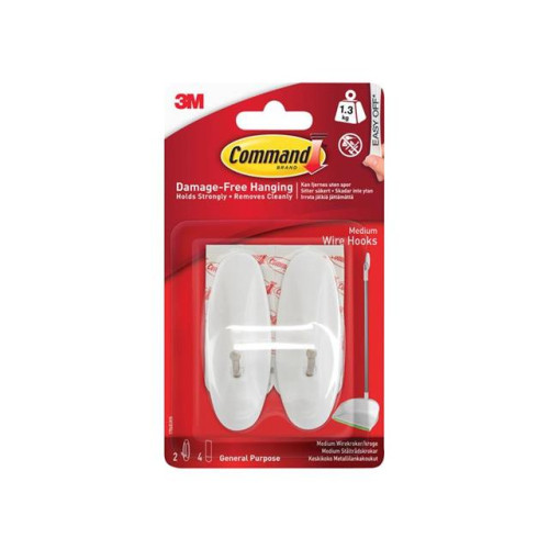 Command Medium Wire Hooks (Pack 2)