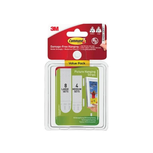 Command Picture Hanging Strips Set, Medium & Large (Pack 12)