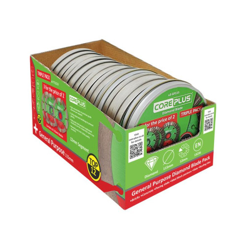 CorePlus CorePlus Top Twelve Cutting Blade CDU with 10 Tins (3 Blades per Tin)