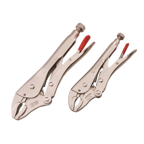 Crescent Curved Jaw Locking Pliers with Wire Cutter Set, 2 Piece
