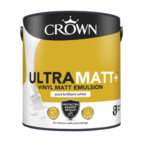 Crown Ultramatt Plus Anti Mould Pure Brilliant White 2.5 Litres