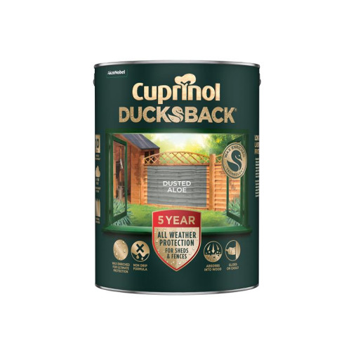 Cuprinol Ducksback 5 Year Waterproof for Sheds & Fences Dusted Aloe 5 litre