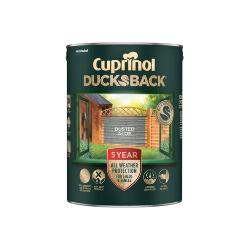Cuprinol Ducksback 5 Year Waterproof for Sheds & Fences Dusted Aloe 5 litre