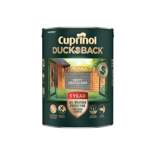 Cuprinol Ducksback 5 Year Waterproof for Sheds & Fences Misty Heathland 5 litre