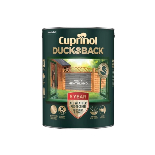 Cuprinol Ducksback 5 Year Waterproof for Sheds & Fences Misty Heathland 5 litre