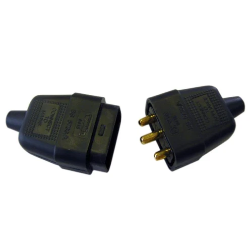Dencon 3 Pin Rubber Connector Plug 10A Black