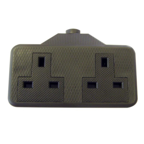 Dencon Trailing Socket 13A 2-Gang Black