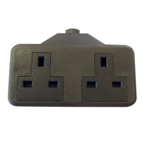 Dencon Trailing Socket 13A 2-Gang Black