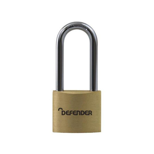Defender Brass Padlock Long Shackle 40mm Keyed Alike