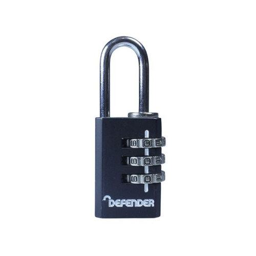 Defender Black Diecast Combination Padlock 20mm