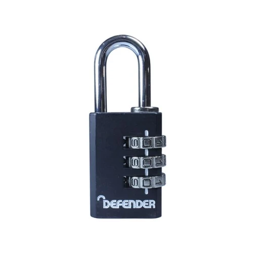 Defender Black Diecast Combination Padlock 30mm