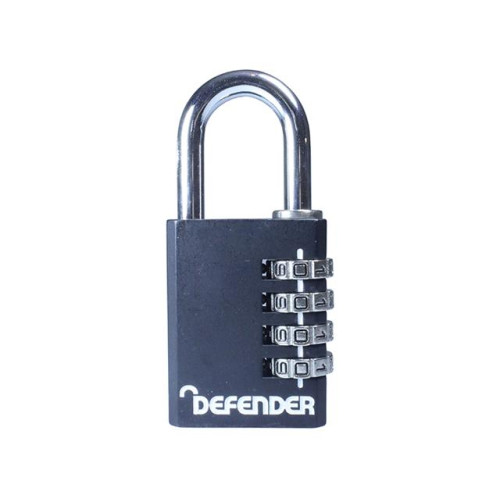 Defender Black Diecast Combination Padlock 40mm
