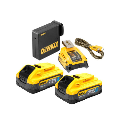 Dewalt DCB094 H2USB-C POWERSTACKâ„¢ Starter Kit 18V 2 x 5.0Ah Li-ion