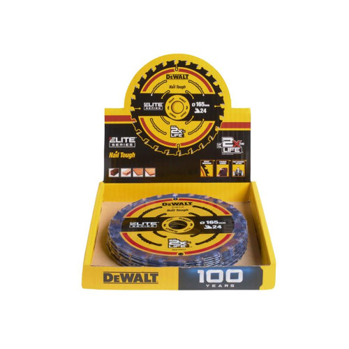 Dewalt 24T ELITEâ„¢ Series 165mm Circular Saw Blade CDU (10 Blades)