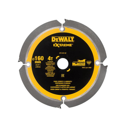Dewalt Extreme PCD Fibre Cement Saw Blade 160 x 20mm x 4T