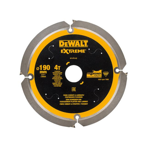 Dewalt Extreme PCD Fibre Cement Saw Blade 190 x 30mm x 4T