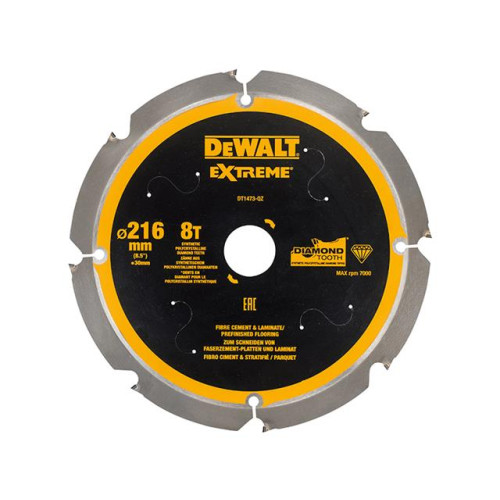 Dewalt Extreme PCD Fibre Cement Saw Blade 216 x 30mm x 8T