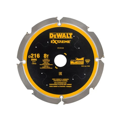Dewalt Extreme PCD Fibre Cement Saw Blade 216 x 30mm x 8T