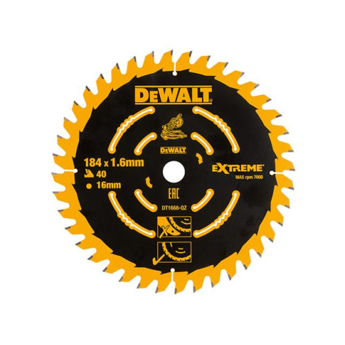 Dewalt Cordless Mitre Saw Blade For DCS365 184 x 16mm x 40T Coarse