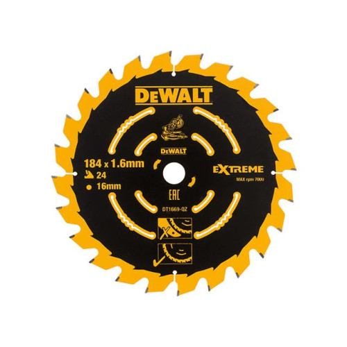 Dewalt Cordless Mitre Saw Blade For DCS365 184 x 16mm x 24T Coarse