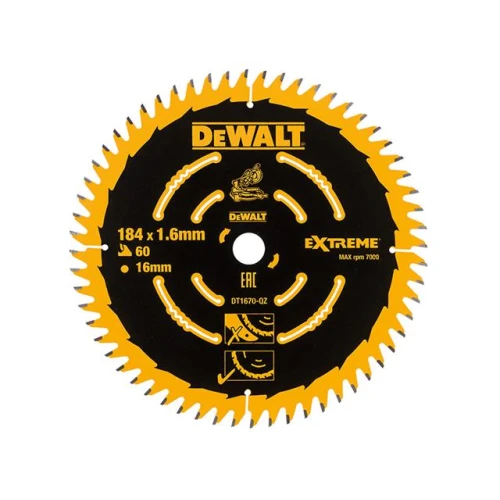 Dewalt Cordless Mitre Saw Blade For DCS365 184 x 16mm x 60T Fine