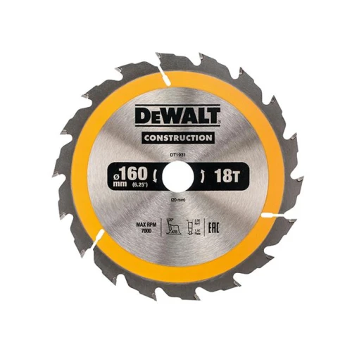Dewalt Construction Circular Saw Blade 160 x 20mm x 18T