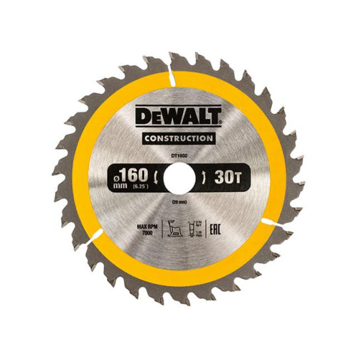 Dewalt Construction Circular Saw Blades 160 x 20mm x 30T