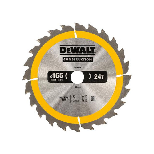 Dewalt Construction Circular Saw Blade 165 x 20mm x 24T